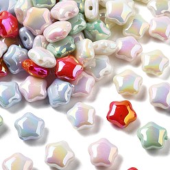 (52) Непрозрачная лаванда Непрозрачные акриловые бусины с УФ-покрытием, радужный, звезда, разноцветные, 13x14x7 мм, отверстие : 2 мм