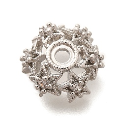 Платина Покрытие стойки латунь микро паве прозрачные колпачки из кубического циркония, долговечный, без свинца и без кадмия, платина, пригодный для стразов 3 мм, 11x4 мм, отверстие : 1.9 мм