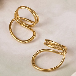 Golden Irregular Lines 304 Stainless Steel Finger Rings, Golden, 25mm, Inner Diameter: 17mm