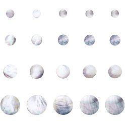Mixed Color Shell Pendants, with Freshwater Shell Pendants and Black Lip Shell Pendants, Flat Round, Mixed Color, 74x72x17mm, 20pcs/box
