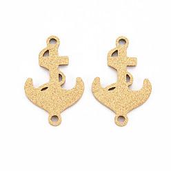 Golden 201 Stainless Steel Link Connectors, Textured, Laser Cut, Anchor, Golden, 21x13x1mm, Hole: 1.6mm