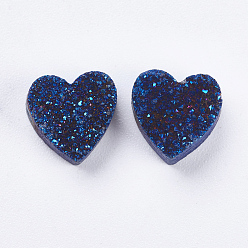 Druzy Agate Electroplate Natural Druzy Agate Beads, Heart, 9~10x9~10x5~7mm, Hole: 1~2mm
