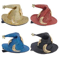 (52) Непрозрачная лаванда 3 шт. 3 цвета аксессуары для волос из искусственной кожи на Хэллоуин, шляпа со звездой, с железными аллигаторными заколками для волос, разноцветные, 72x60x37 мм, 1 шт / цвет