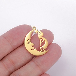 Золотой Шкентели нержавеющей стали, луна, золотые, 27x21 мм