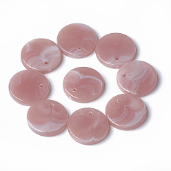 Rosy Brown Acrylic Pendants, Imitation Gemstone Style, Flat Round, Rosy Brown, 16x3mm, Hole: 1.5mm, about 720pcs/500g