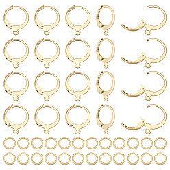 Золотой 40 шт. 304 серьги с рычагом из нержавеющей стали, с горизонтальными петлями и 60шт открытыми соединительными кольцами, золотые, 14.5x12.5x2 мм, отверстие : 1.2 мм
