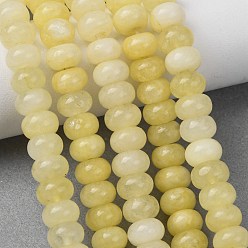 Gold Dyed Natural White Jade Beads Strands, Smooth Rondelle, Gold, 8~9x5~5.5mm, Hole: 1.4mm, about 69~74pcs/strand, 14.57~15.16''(37~38.5cm)