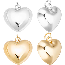 Золотой & Серебряный 6шт 2 цвета экологически чистые латунные подвески, без кадмия и без свинца, с целью перехода в кольце, сердце прелести, золотой и серебряный, 26.5x25x13 мм, 3 шт / цвет