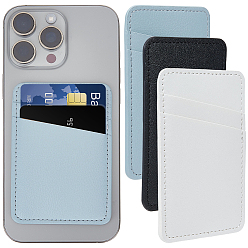 Mixed Color 3Pcs 3 COlors Self-Adhesive PU Leather ID Card Holder, Rectangle, Mixed Color, 97x66x3mm, 1pc/color