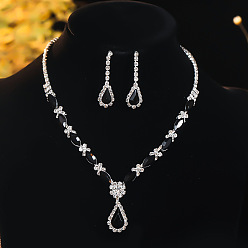 Реактивный Самолет Ожерелье из сплава в форме капли с подвеской из горного хрусталя и серьгой-гвоздиком, серебряные, струя, 320 мм