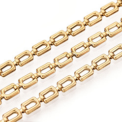 Настоящее золото 18K 304 цепи прямоугольные звенья нержавеющие, ионное покрытие (ip), пайки, с катушкой, реальный 18 k позолоченный, 6x3x1.8 мм