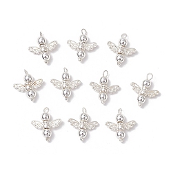 Серебро 10шт. гальванизированные синтетические немагнитные гематитовые бусины-ангелы, с легкосплавными крыльями, серебряные, 15x14x4 мм, отверстие : 1.2 мм