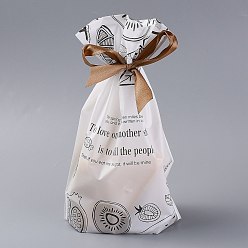 Other Fruits Пластиковые пакеты для выпечки, шнурок сумки, на рождество свадьба день рождения помолвка праздник пользу, прямоугольные, белые, фрукты шаблон, 22.3x15.1 см, о 45~50 шт / мешок