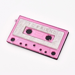 Hot Pink Acrylic Big Pendants, Tape, Hot Pink, 55x33x4mm, Hole: 1.2mm