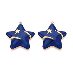 Темно-Синий 304 подвески из нержавеющей стали и эмали, звезды прелести, золотые, темно-синий, 27x25.5x3.5 мм, отверстие : 1.5 мм