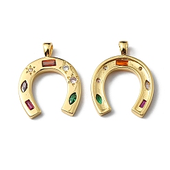 Настоящее золото 18K Стойка металлическая латунная микропрофилированная кубическая циркония подвески, без кадмия и без свинца, долговечный, подковы, реальный 18 k позолоченный, 22.5x17.5x2 мм, отверстие : 3.5x2 мм