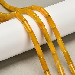 Золотистый Окрашенные естественный агат бисер пряди, колонка, золотые, 15.5~16x6~6.5 мм, отверстие : 1 мм, около 24~25 шт / нитка, 14.96~15.35'' (38~39 см)