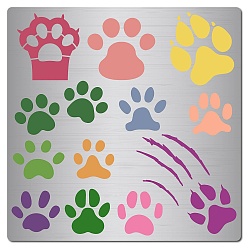 Paw Print Трафареты для штампов из нержавеющей стали, для diy scrapbooking / фотоальбом, декоративная тисняющая бумажная карточка, матовый цвет нержавеющей стали, отпечаток лапы, 160x160x0.5 мм