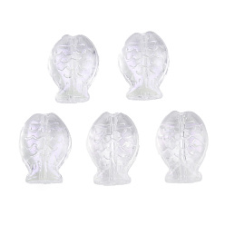 Klar ab Transparent galvanisieren Glasperlen, ab Farbe plattiert, Fisch, klar ab, 14x10x5.5 mm, Bohrung: 1 mm
