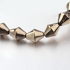 (252) Цвет внутри: морской / фиолетовый на подкладке Гальванизировать немагнитных синтетический гематит нитей бисера, двухконусные, античная бронза покрытие, 5.5x4 мм, отверстие : 1 мм, около 72 шт / нитка, 15.7 дюйм