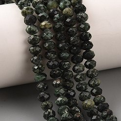 Серафинит Природные SERAPHINITE нитей бисера, граненые, рондель, 6~6.5x4~4.5 мм, отверстие : 0.8 мм, около 92~93 шт / нитка, 15.31''~15.47'' (38.9~39.3 см)