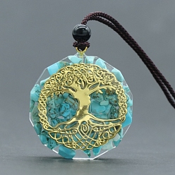 Tree of Life Ожерелье с подвеской из смолы и натуральными и синтетическими драгоценными камнями чакра, древо жизни, 14.57 дюйм (37 см)