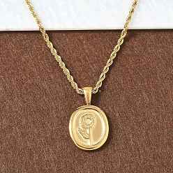 Oval 304 подвесные из нержавеющей стали ожерелья, цветочным узором, реальный 18 k позолоченный, овальные, 15.83 дюйм (40.2 см)