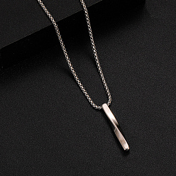 Stick Кулон из сплава 316 цепочки из хирургической нержавеющей стали для мужчин, цвет нержавеющей стали, витая палка, 23.62 дюйм (60 см)