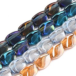 (52) Непрозрачная лаванда Гальванизируйте стекла прядь, треугольной призмы, разноцветные, 12x9.5~11.5x9 мм, отверстие : 1 мм, около 52~53 шт / нитка, 24.41 дюйм ~ 24.80 дюйм (62~64 см)