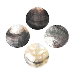 черная губная раковина Натуральные черные губные оболочки большие подвески, Дисковые подвески, 54~55x1~3 мм, отверстие : 1.5~1.6 мм