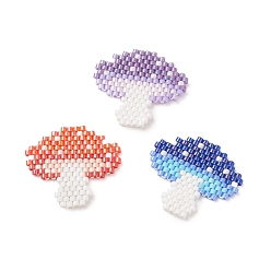 Mixed Color 3Pcs 3 Colors Handmade Japanese Seed Beads, Loom Pattern, Mushroom, Mixed Color, 23x25~26x2mm, 1pc/color