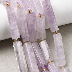 лаванда Природный аметист нитей бисера, колонка, с бисером, лаванда, 14~30x6.5~7.5x6.5~7.5 мм, отверстие : 1 мм, около 13~15 шт / нитка, 15.87'' (40.3 см) ~ 16.06'' (40.8 см)