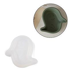 Ghost Хэллоуин тема diy коробка для хранения силиконовые формы, формы для литья смолы, для уф-смолы, изготовление изделий из эпоксидной смолы, белые, призрак, 110x110x34 мм, внутренний диаметр: 106x108 мм