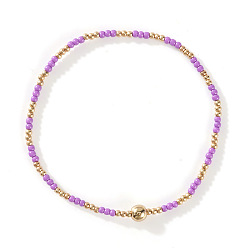 Орхидея Браслеты из стеклянных бусин и бусин CCB, составные браслеты для женщин, сиреневые, 7-7/8 дюйм (20 см), внутренний диаметр: 6-1/2 дюйм (16.5 см)