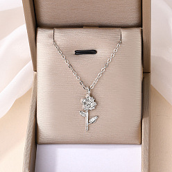 Платина Кулон в виде розы из сплава для женщин, платина, 16.14 дюйм (41 см)