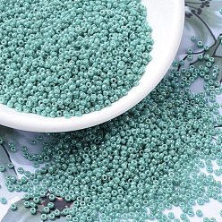 (RR481) Opaque Turquoise Green AB MIYUKI Round Rocailles Beads, Japanese Seed Beads, (RR481) Opaque Turquoise Green AB, 11/0, 2x1.3mm, Hole: 0.8mm, about 1100pcs/bottle, 10g/bottle