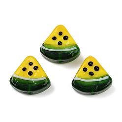 Темно-Зеленый Ручной работы Lampwork неровный бисер, арбуз, темно-зеленый, 19x20x11 мм, отверстие : 1.4 мм