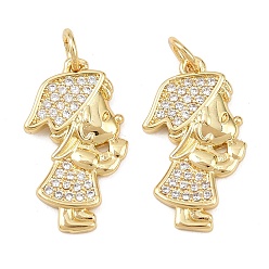 Human Латуни циркония кубической подвески, с целью перехода в кольце, шармы в форме человека , без свинца и без кадмия, долговечный, стойки покрытие, мальчик, 21x12x2 мм, отверстие : 3.4 мм