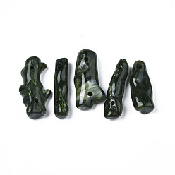 Dark Slate Gray Acrylic Links, Imitation Gemstone Style, Two Tone Color, Nuggets, Dark Slate Gray, 35~42x9~21x8~12mm, Hole: 2mm, about 125pcs/500g