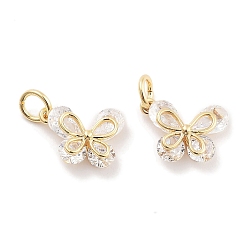 Прозрачный Латунные микро проложить кубического циркония подвески, без кадмия, без никеля и без свинца, бабочка, с целью перехода в кольце, реальный 18 k позолоченный, прозрачные, 12x11x4 мм, отверстие : 3.5 мм