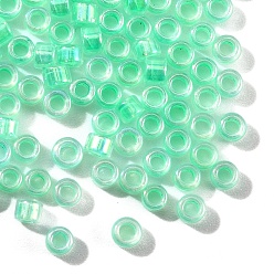 Аквамарин 10 g стеклянный бисер, непрозрачные радужные цвета , цилиндр, аквамарин, 2.5x2 мм, отверстие : 1.4 мм