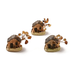 Красный Агат Елочные украшения из натуральной стружки сердолика, Основание дома из смолы, медная проволока, энергетический камень по фен-шуй, подарок для украшения дома, рабочего стола, 29~31x33~37x37.5~46 мм