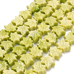 Темный Хаки Резные бусины из синтетического коралла, лист, Темный хаки, 13.5~14x15~15.5x6 мм, отверстие : 1 мм