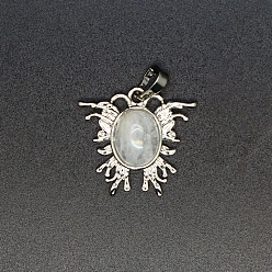 Quartz Crystal Natural Quartz Crystal Pendants, Butterfly Charms, 24x26x7.5mm