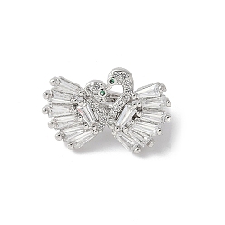 Платина Латунные застежки-молнии с микропаве из кубического циркония, без свинца и без кадмия, долговечный, стойки покрытие, платина, 13.5x21.5x10 мм