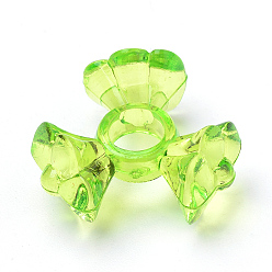 Зелено-Желтый Прозрачные акриловые бусины, цветок, зеленый желтый, 19x20x10 мм, Отверстие : 5.2 мм , около 540 шт / 500 г