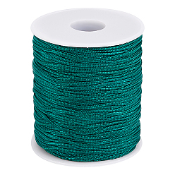 Dark Green 1 Roll 100 Yards Round Nylon Braided Thread, Chinese Knot Cord, for Jewelry Making, Dark Green, 1.5mm