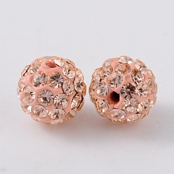 362_Светлый Персиковый Чешские стеклянные бусы стразы, Полимерная глина внутри, полуразвернутые круглые бусины, 362 _light персика, С. 8 (1.4~1.5 мм), 6 мм, отверстие : 1 мм