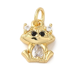 Mouse Латунные микропаве прозрачные подвески с фианитом, без кадмия, без никеля и без свинца, реальный 18 k позолоченный, мышь, 12x9x3 мм, отверстие : 3.2 мм