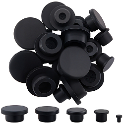 Черный 30шт 5 стили силиконовые заглушки для отверстий, вставьте заглушки в отверстия, торцевые заглушки вставок для стоек, для мебельного ограждения, круглые, чёрные, 8~33x7~15 мм, 6 шт / стиль